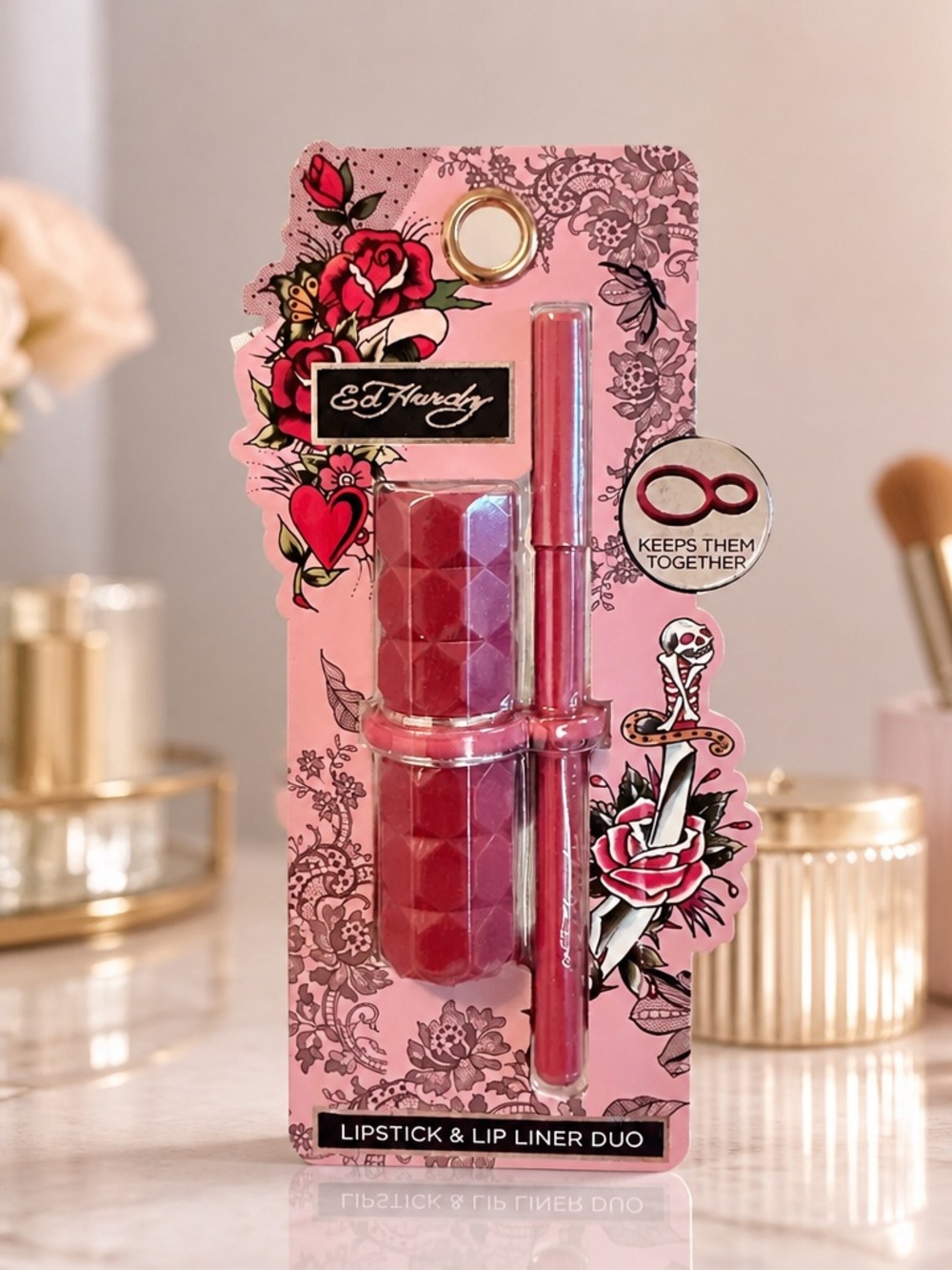 Ed Hardy Lipstick & Lip Liner Duo Pink 2-Piece Set